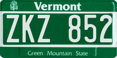 VT license plate ZKZ852