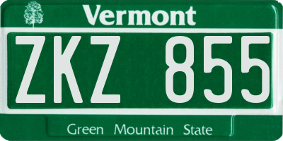 VT license plate ZKZ855