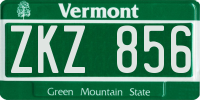 VT license plate ZKZ856