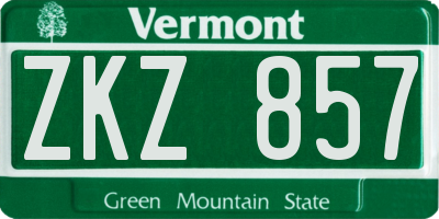 VT license plate ZKZ857
