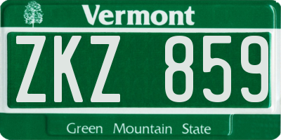 VT license plate ZKZ859