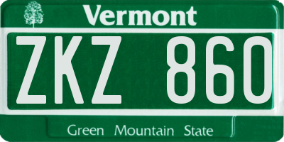 VT license plate ZKZ860