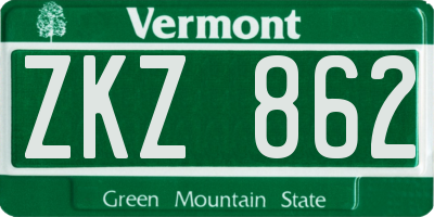 VT license plate ZKZ862