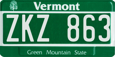 VT license plate ZKZ863