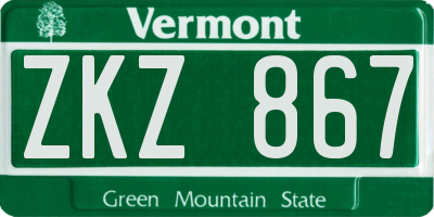 VT license plate ZKZ867