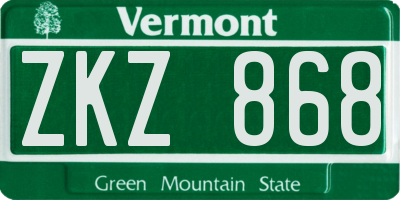 VT license plate ZKZ868