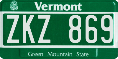 VT license plate ZKZ869