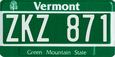 VT license plate ZKZ871
