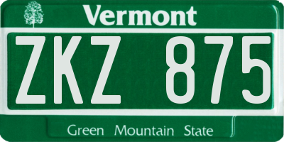 VT license plate ZKZ875