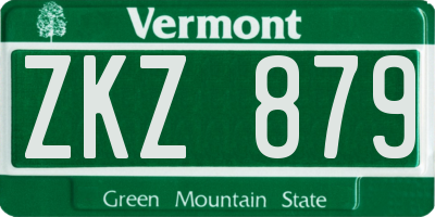 VT license plate ZKZ879