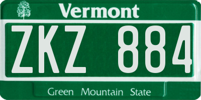 VT license plate ZKZ884