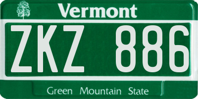 VT license plate ZKZ886