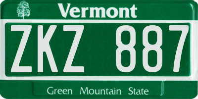 VT license plate ZKZ887