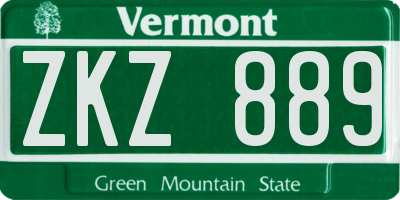 VT license plate ZKZ889