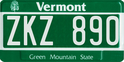 VT license plate ZKZ890