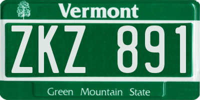 VT license plate ZKZ891
