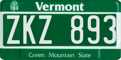 VT license plate ZKZ893