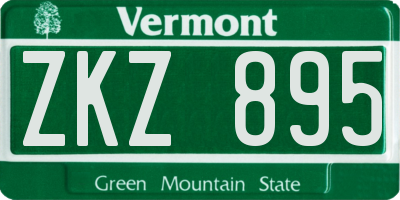 VT license plate ZKZ895