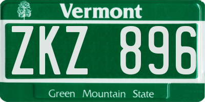 VT license plate ZKZ896