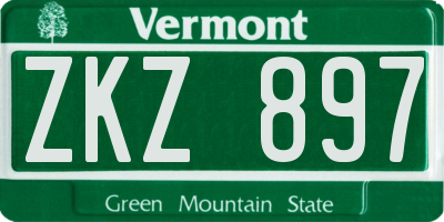 VT license plate ZKZ897
