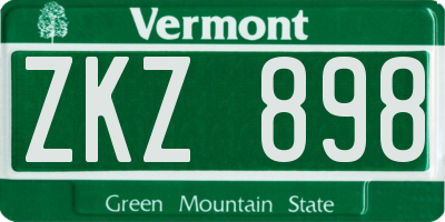 VT license plate ZKZ898