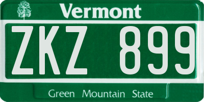 VT license plate ZKZ899