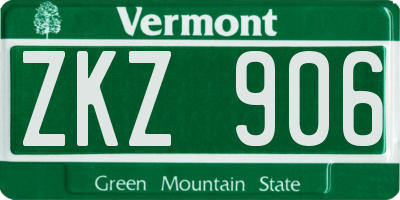 VT license plate ZKZ906