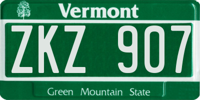VT license plate ZKZ907