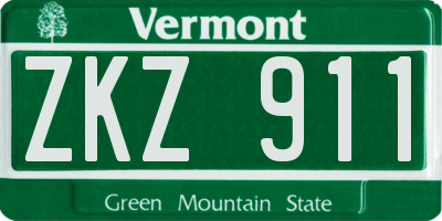 VT license plate ZKZ911
