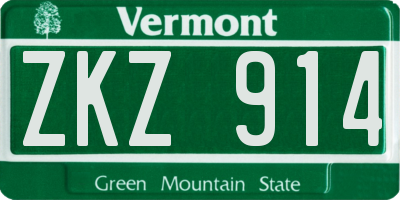 VT license plate ZKZ914