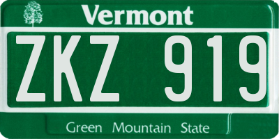 VT license plate ZKZ919