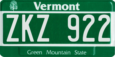 VT license plate ZKZ922