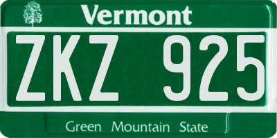 VT license plate ZKZ925