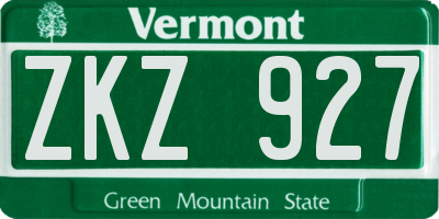 VT license plate ZKZ927