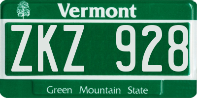 VT license plate ZKZ928