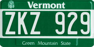 VT license plate ZKZ929