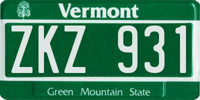 VT license plate ZKZ931
