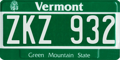 VT license plate ZKZ932