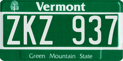 VT license plate ZKZ937