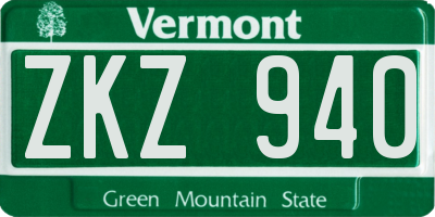 VT license plate ZKZ940