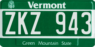 VT license plate ZKZ943