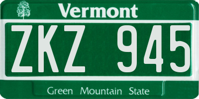 VT license plate ZKZ945