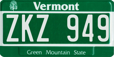 VT license plate ZKZ949
