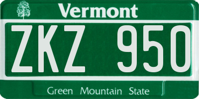 VT license plate ZKZ950