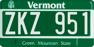 VT license plate ZKZ951