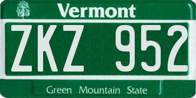 VT license plate ZKZ952