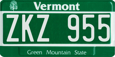 VT license plate ZKZ955