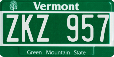VT license plate ZKZ957