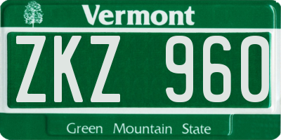 VT license plate ZKZ960