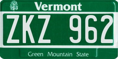 VT license plate ZKZ962